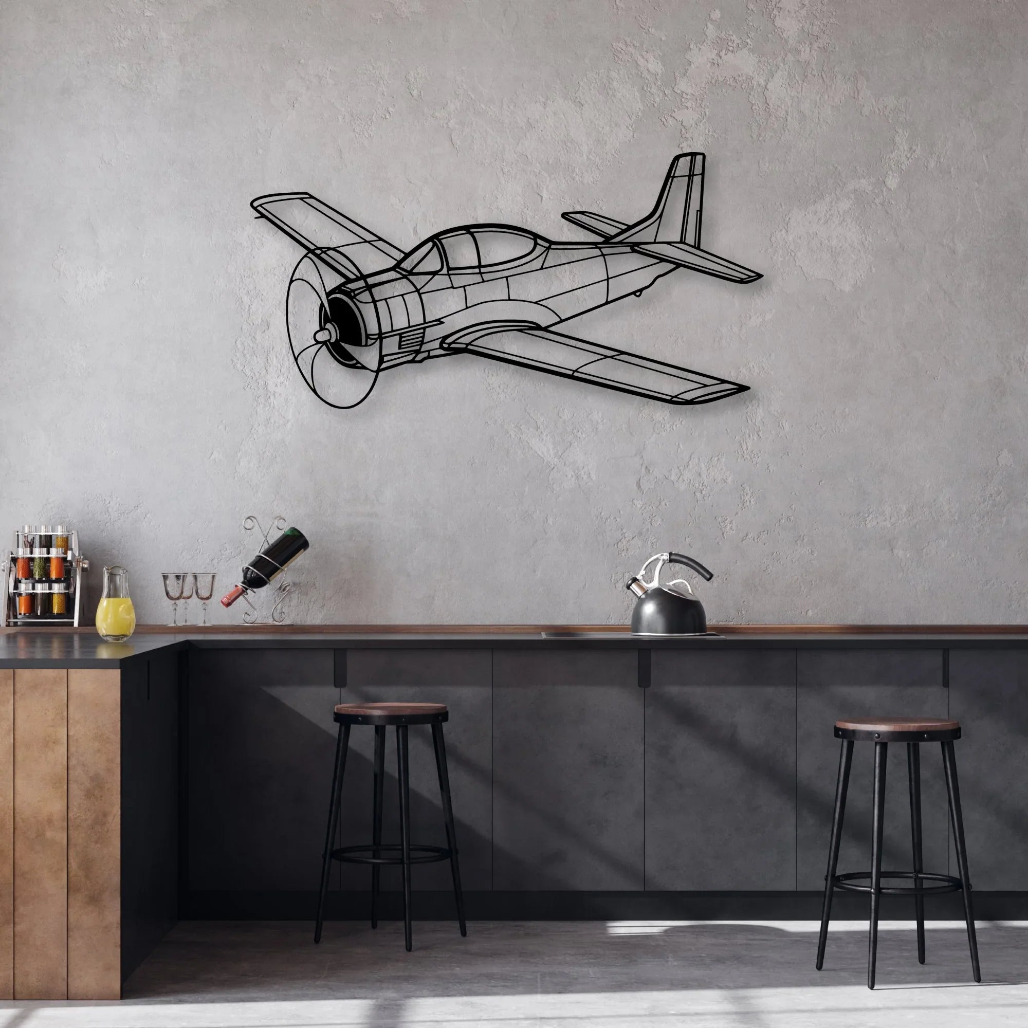 T33 Classic Aircraft Silhouette Metal Wall Art - Aviation Hangar Decor