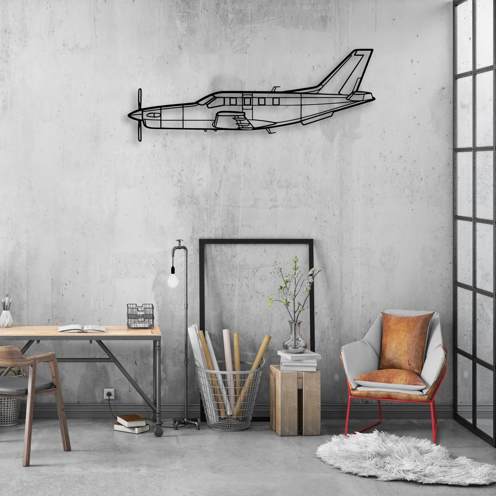 TBM-700B 2 Classic Aircraft Silhouette Metal Wall Art - Aviation Hangar Decor