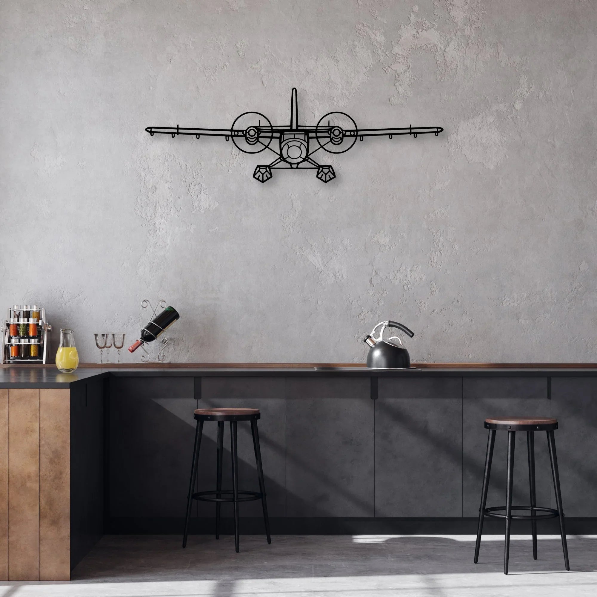 TBM-850 Classic Aircraft Silhouette Metal Wall Art - Aviation Hangar Decor