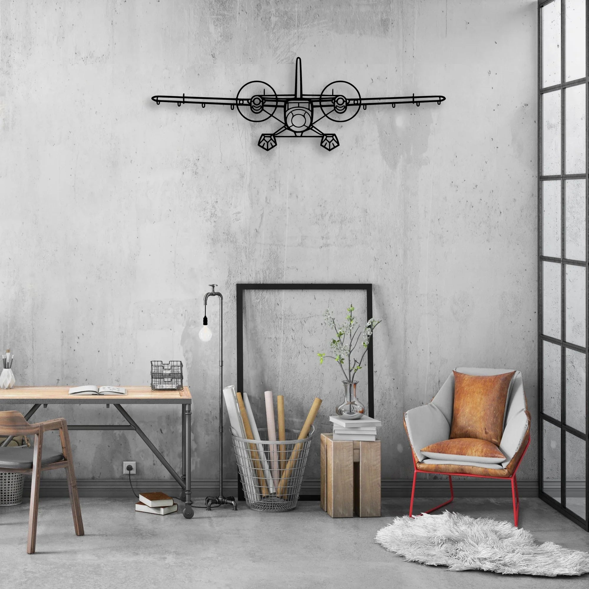 TBM-850 Classic Aircraft Silhouette Metal Wall Art - Aviation Hangar Decor