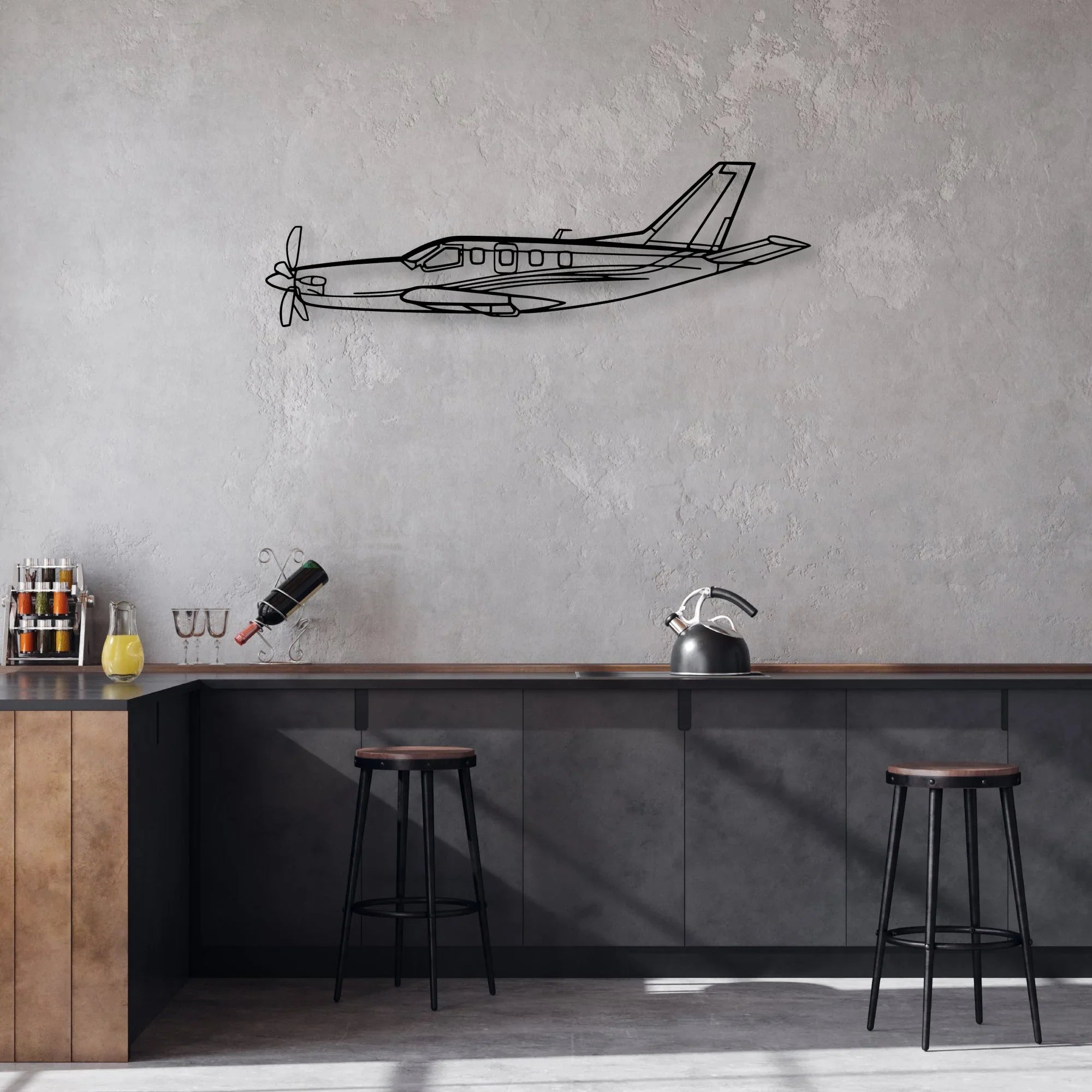 TBM Classic Aircraft Silhouette Metal Wall Art - Aviation Hangar Decor