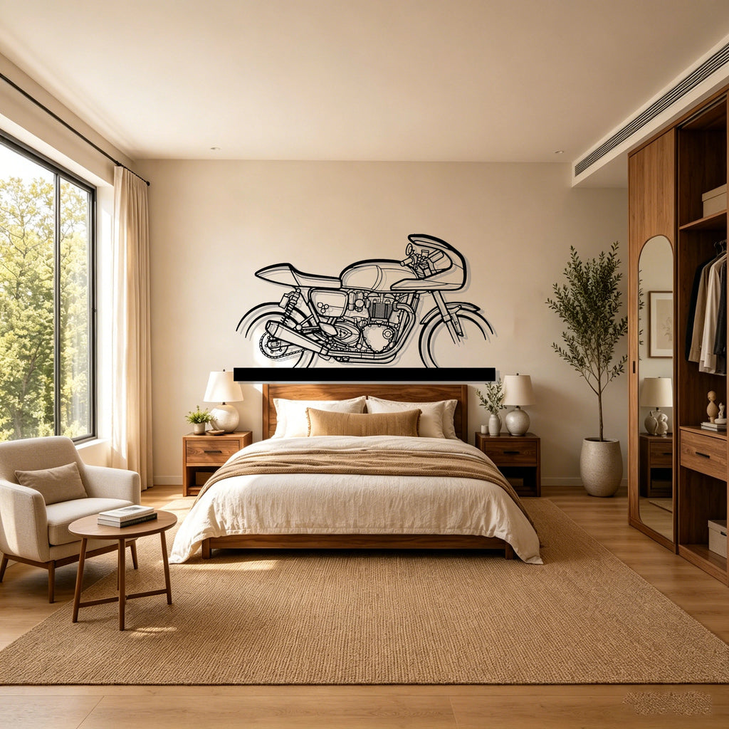 Thruxton TFC Silhouette Metal Art Stand - Classic Car Garage Decor