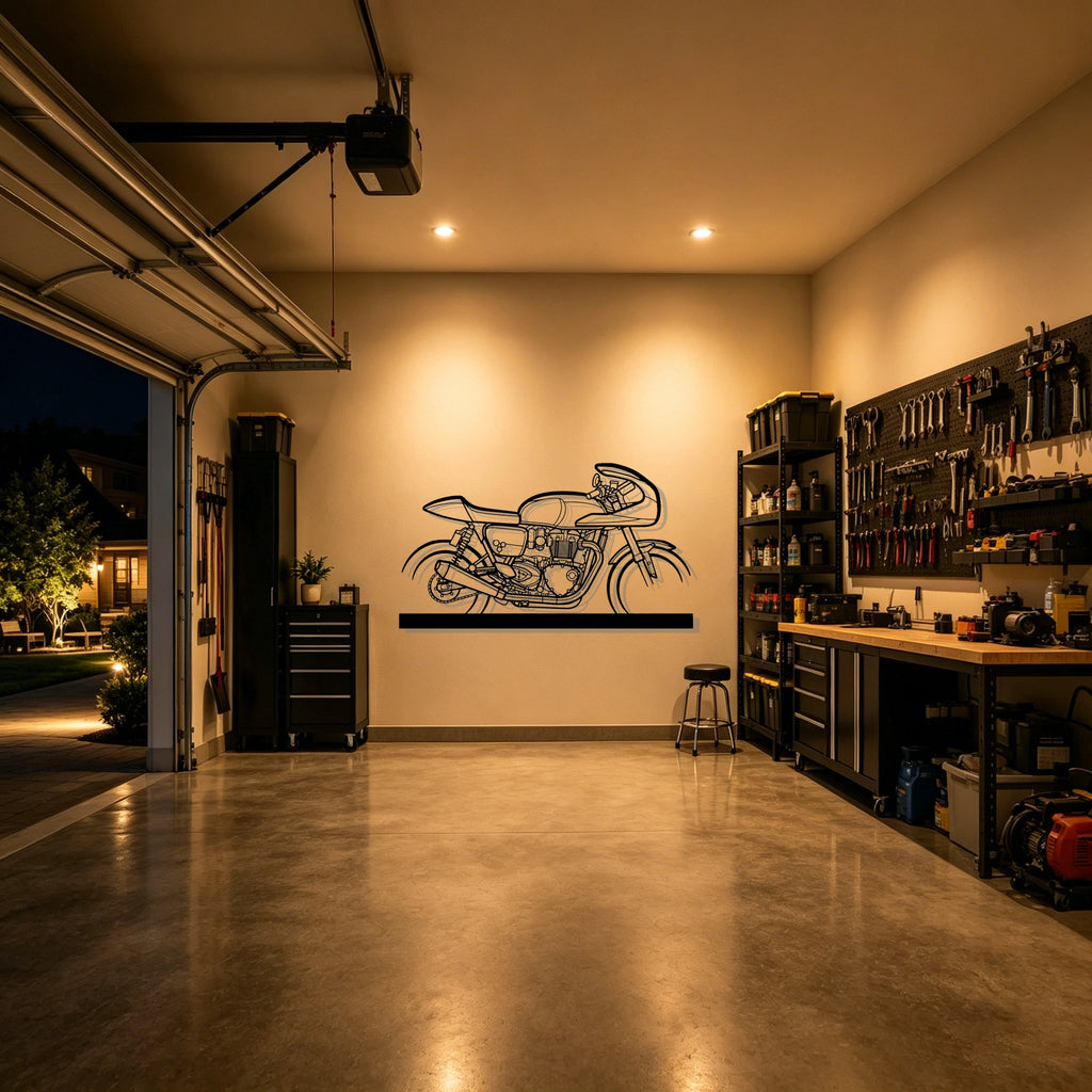 Thruxton TFC Silhouette Metal Art Stand - Classic Car Garage Decor