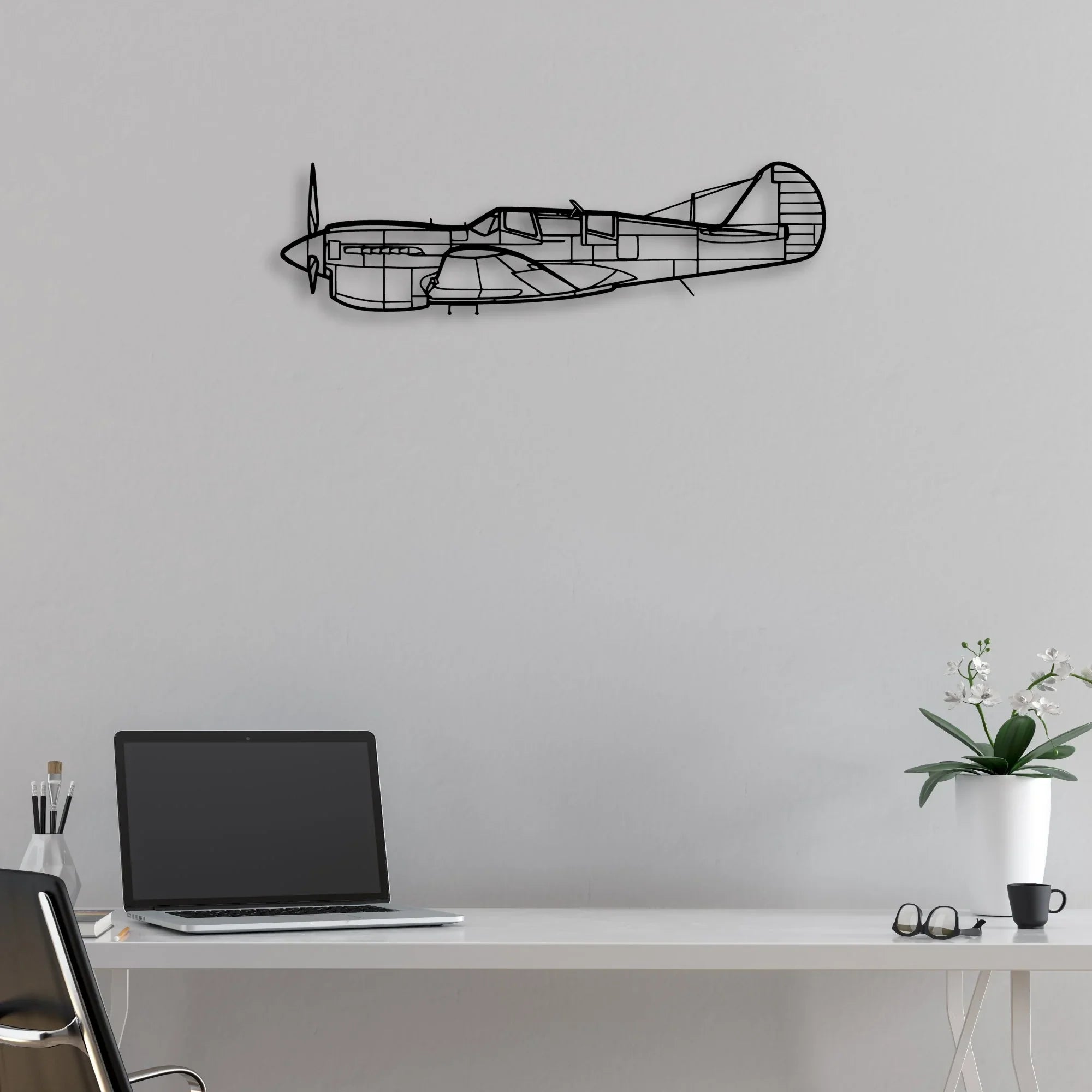 TP-40N Warhawk 2 Classic Aircraft Silhouette Metal Wall Art - Aviation Hangar Decor