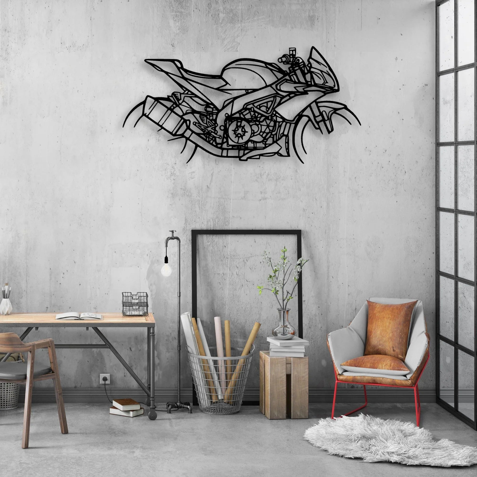 Tuono 2018 2 Classic Motorcycle Silhouette Metal Wall Art - Moto Garage Decor
