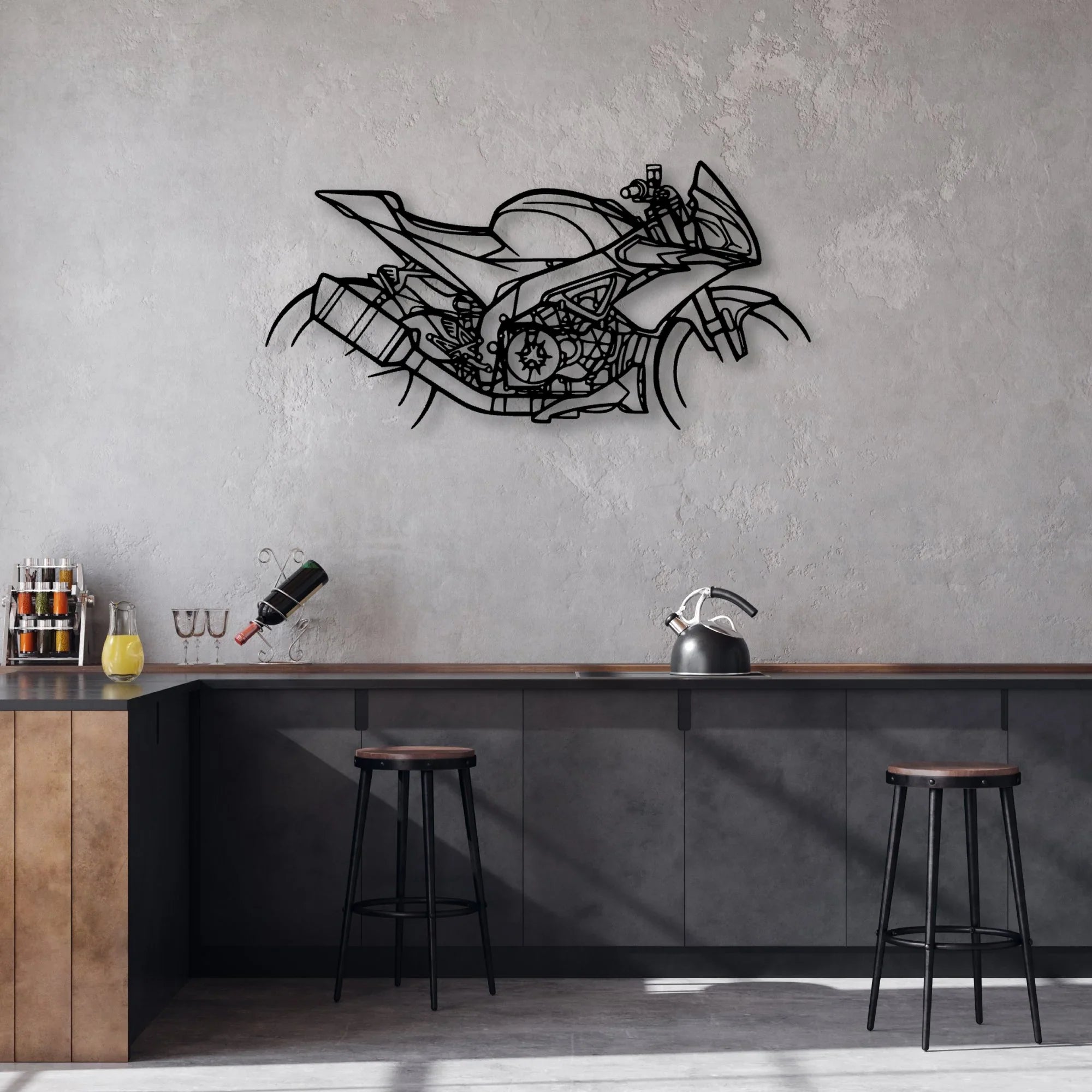 Tuono 2018 Classic Motorcycle Silhouette Metal Wall Art - Moto Garage Decor