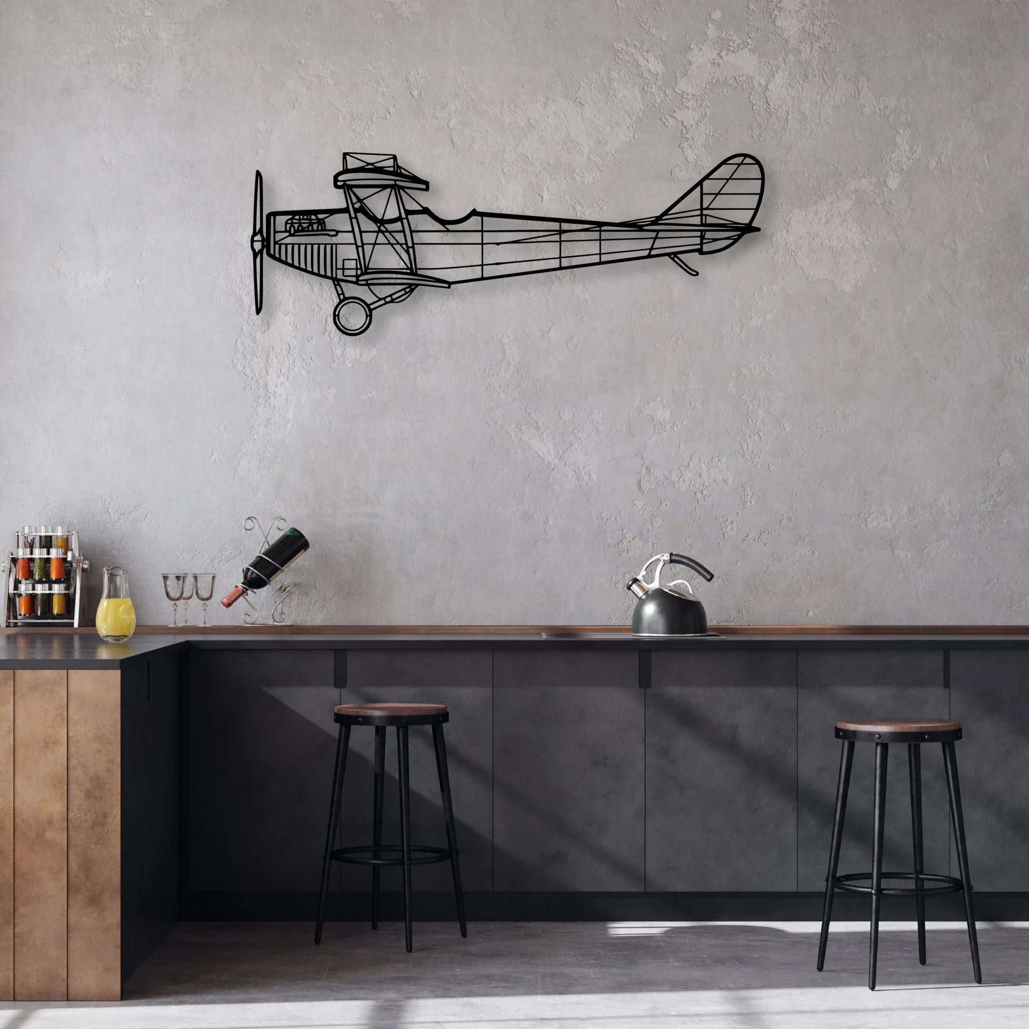 Typhoon Classic Aircraft Silhouette Metal Wall Art - Aviation Hangar Decor