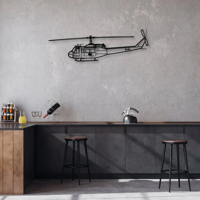 UH-1 Iroquois Huey 1970 Classic Aircraft Silhouette Metal Wall Art - Aviation Hangar Decor