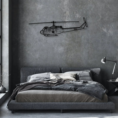 UH-1 Iroquois Huey 1970 Classic Aircraft Silhouette Metal Wall Art - Aviation Hangar Decor