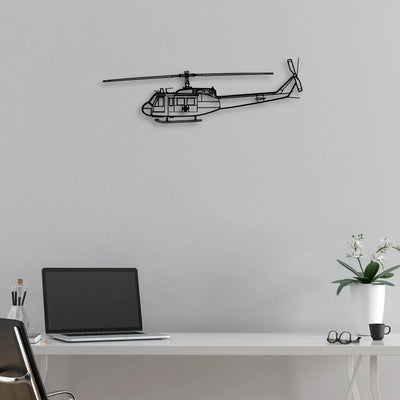 UH-1 Iroquois Huey 1970 Classic Aircraft Silhouette Metal Wall Art - Aviation Hangar Decor