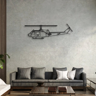 UH-1 Med Huey Classic Aircraft Silhouette Metal Wall Art - Aviation Hangar Decor