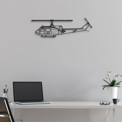 UH-1 Med Huey Classic Aircraft Silhouette Metal Wall Art - Aviation Hangar Decor