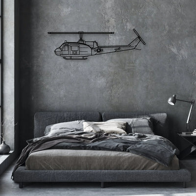 UH-1 Med Classic Aircraft Silhouette Metal Wall Art - Aviation Hangar Decor