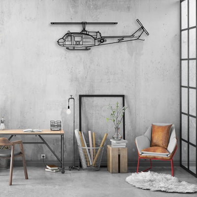 UH-1 Med Classic Aircraft Silhouette Metal Wall Art - Aviation Hangar Decor