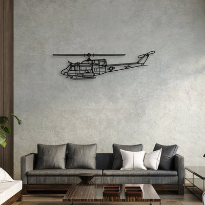 UH-1N Huey Classic Aircraft Silhouette Metal Wall Art - Aviation Hangar Decor