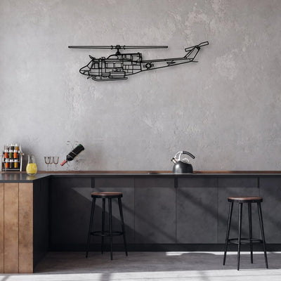 UH-1N Huey Classic Aircraft Silhouette Metal Wall Art - Aviation Hangar Decor