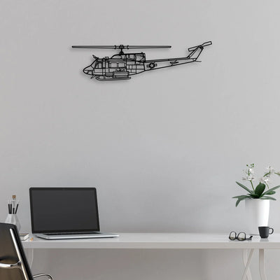 UH-1N Huey Classic Aircraft Silhouette Metal Wall Art - Aviation Hangar Decor