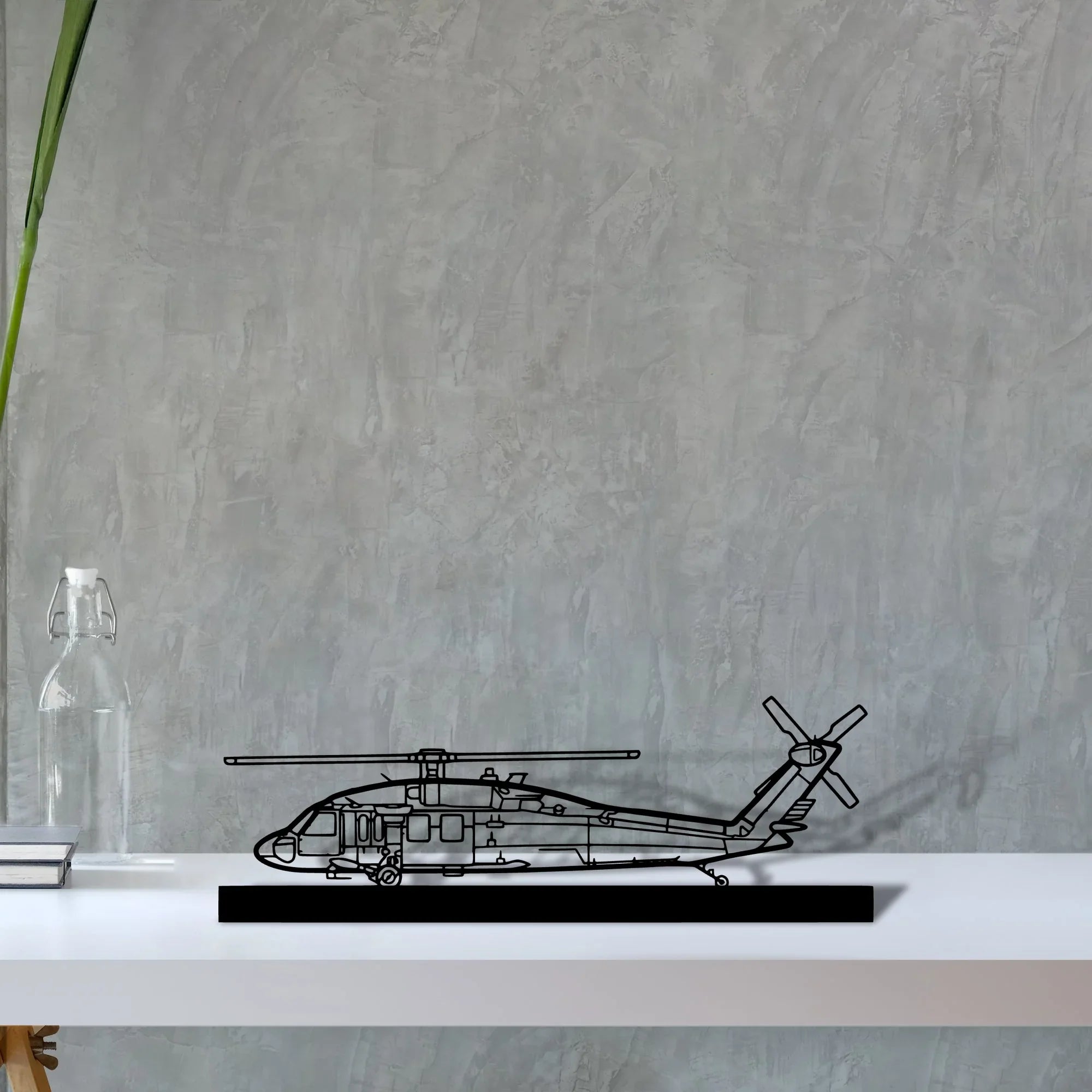 uh-60-black-hawk Silhouette Metal Art Stand - Turbo Silhouette