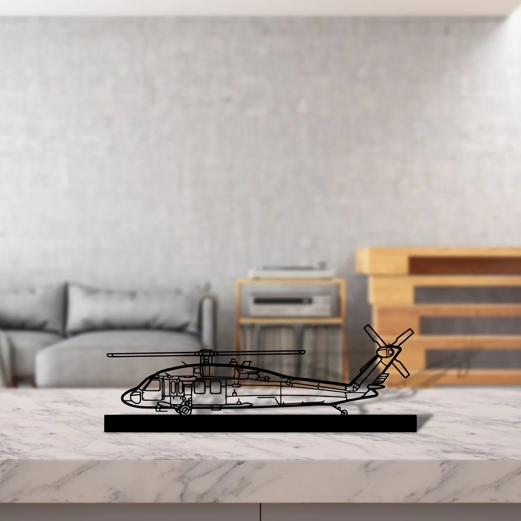uh-60-black-hawk Silhouette Metal Art Stand - Turbo Silhouette