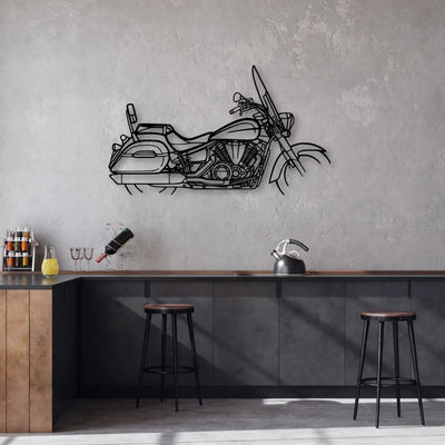 V Star 1300 Tourer Classic Motorcycle Silhouette Metal Wall Art - Moto Garage Decor