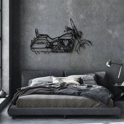 V Star 1300 Tourer Classic Motorcycle Silhouette Metal Wall Art - Moto Garage Decor