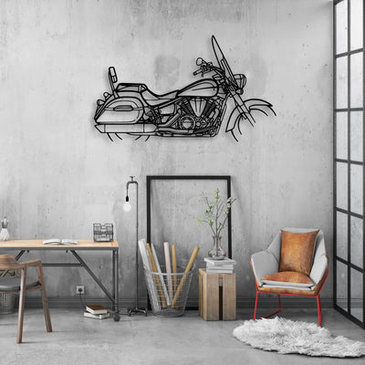 V Star 1300 Tourer Classic Motorcycle Silhouette Metal Wall Art - Moto Garage Decor