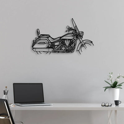 V Star 1300 Tourer Classic Motorcycle Silhouette Metal Wall Art - Moto Garage Decor