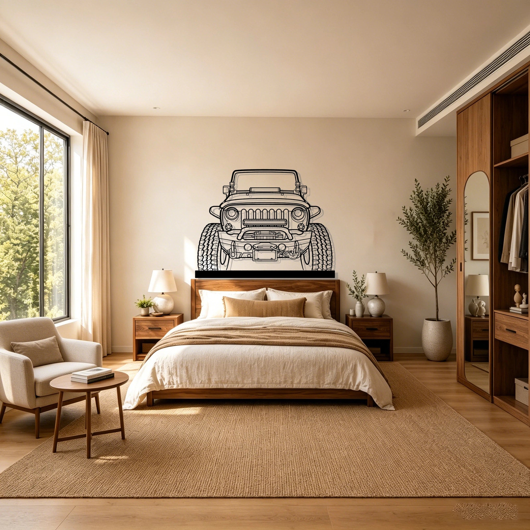 Wrangler Offroad Front Silhouette Metal Art Stand - Classic Car Garage Decor