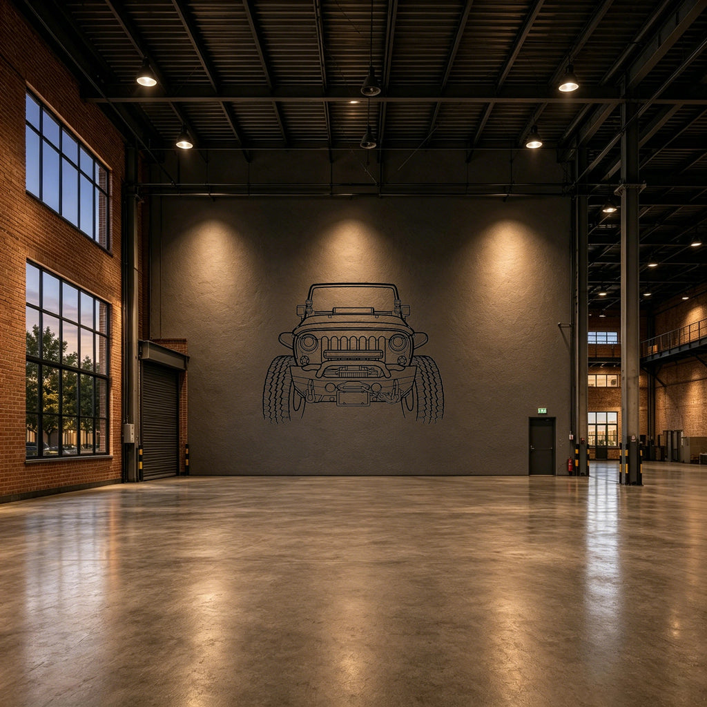 Wrangler Offroad Front View Metal Wall Art - Classic Car Garage Decor