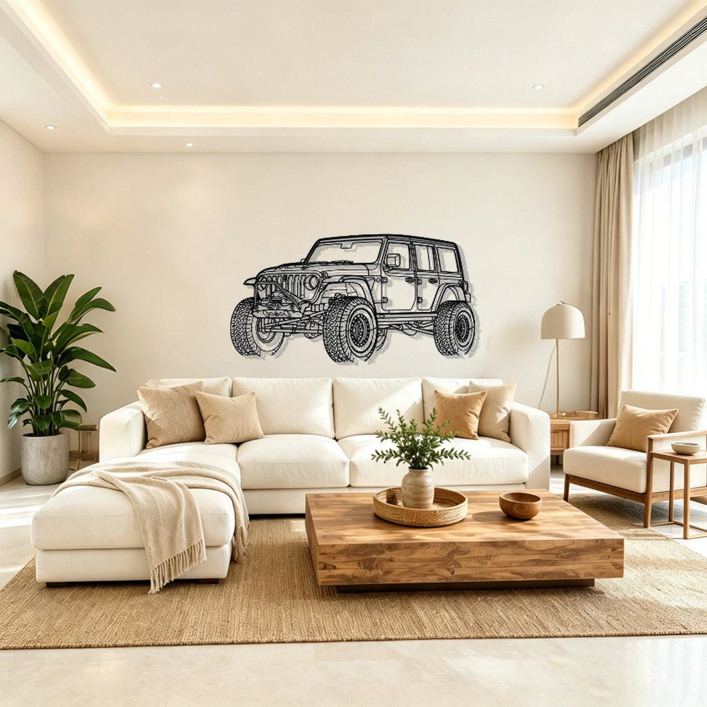 Wrangler Unlimited Angled View Metal Wall Art - Classic Car Garage Decor