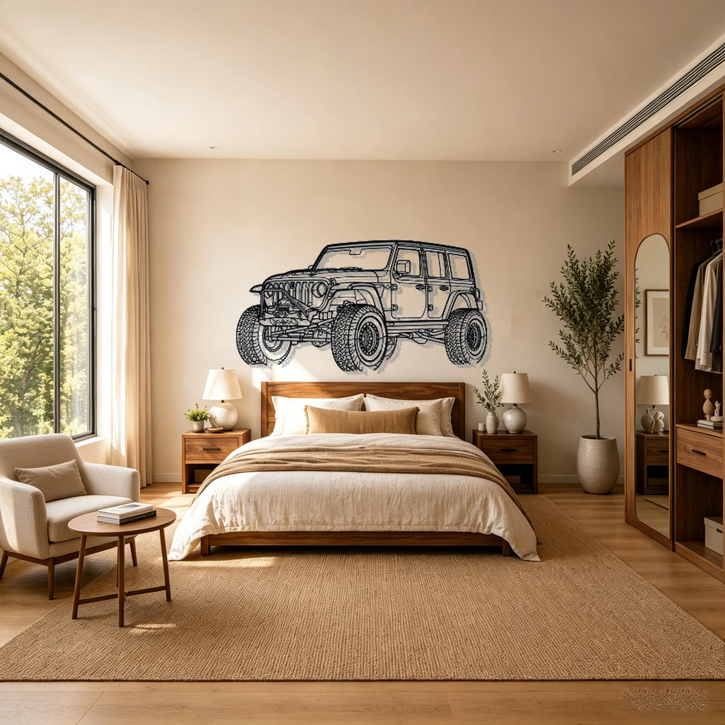 Wrangler Unlimited Angled View Metal Wall Art - Classic Car Garage Decor
