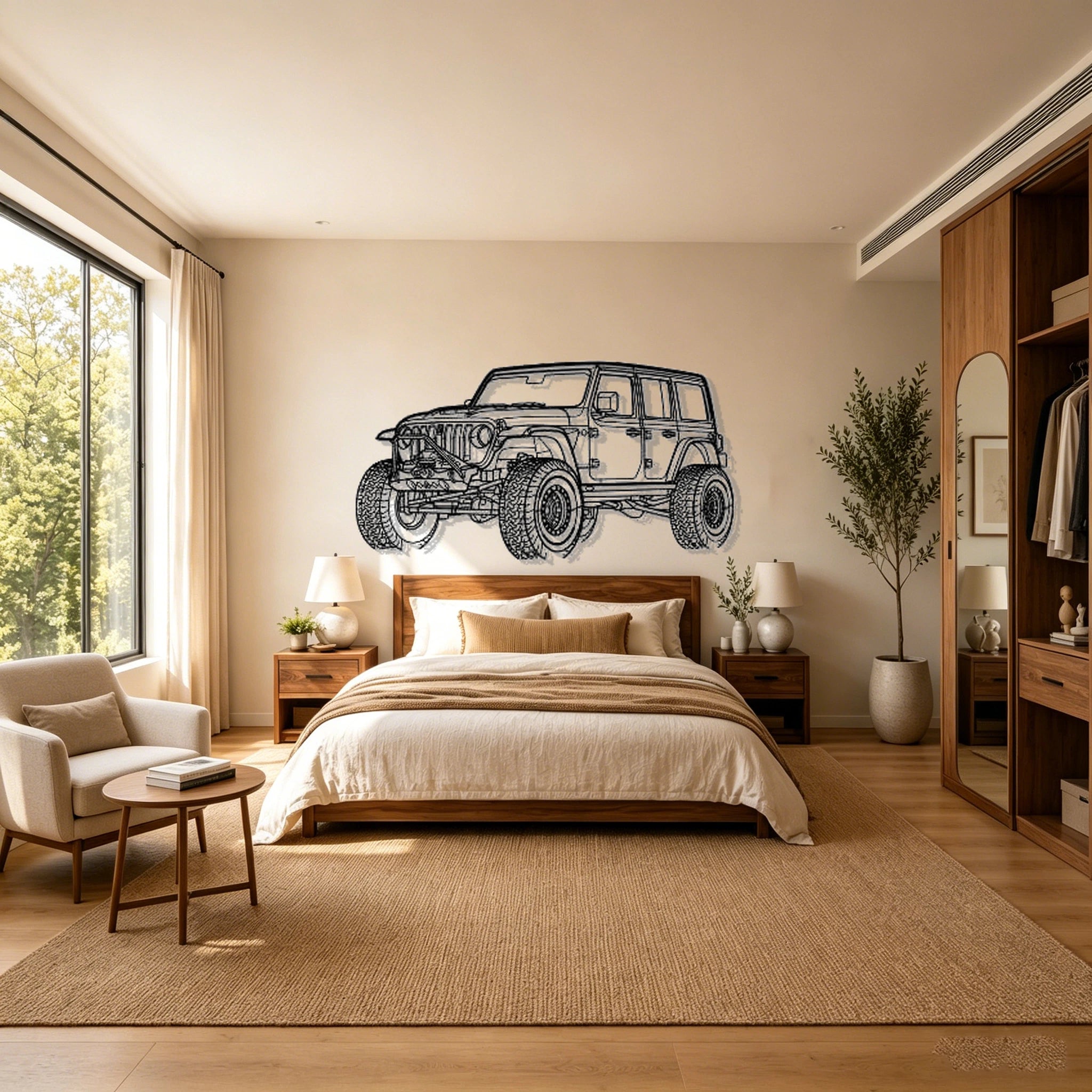 Wrangler Unlimited Angled View Metal Wall Art - Classic Car Garage Decor