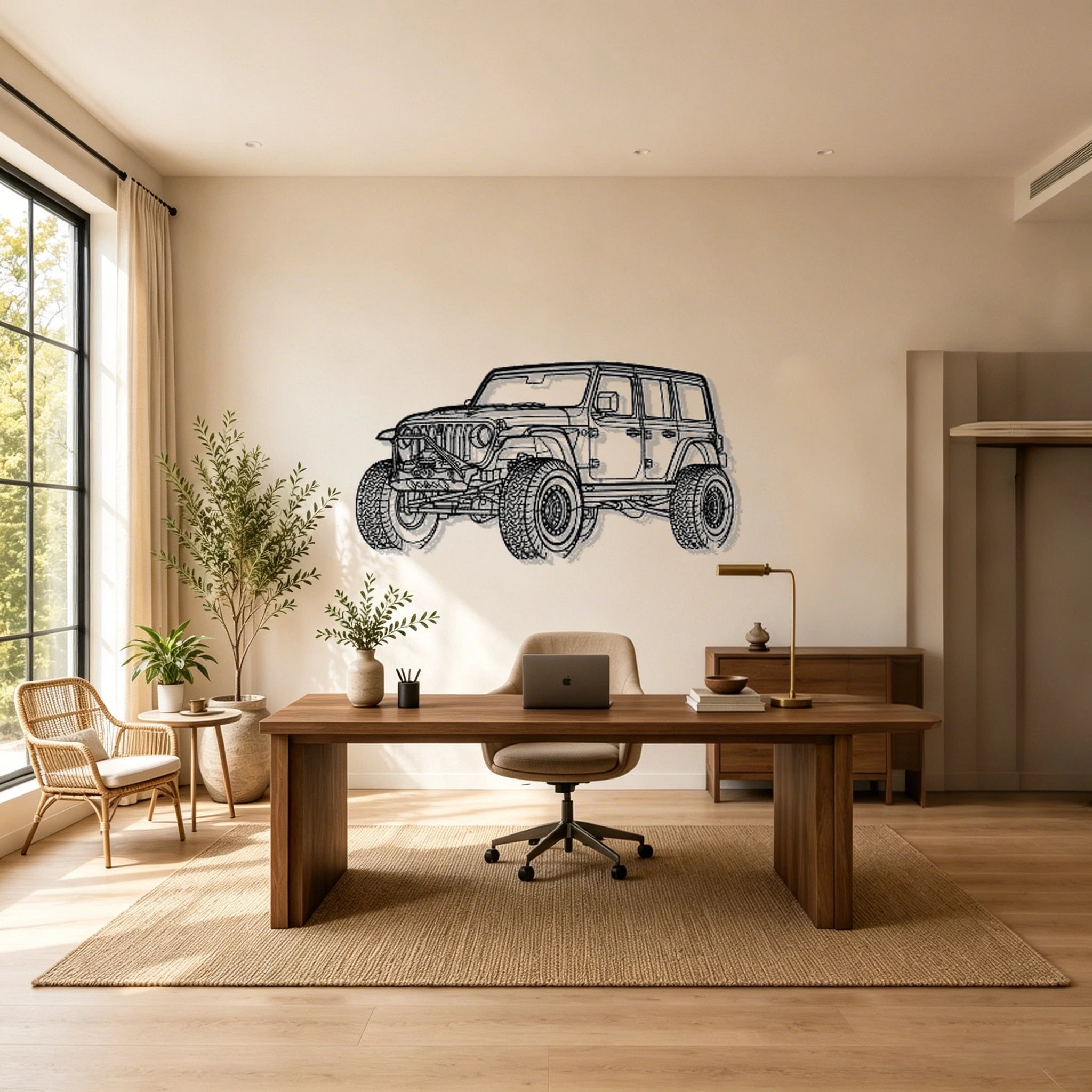 Wrangler Unlimited Angled View Metal Wall Art - Classic Car Garage Decor