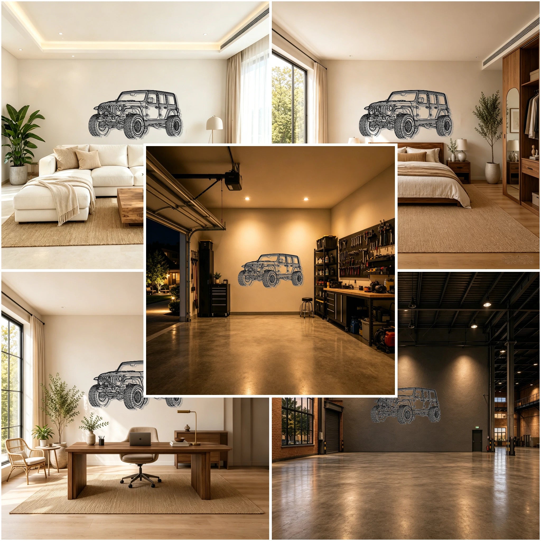 Wrangler Unlimited Angled View Metal Wall Art - Classic Car Garage Decor