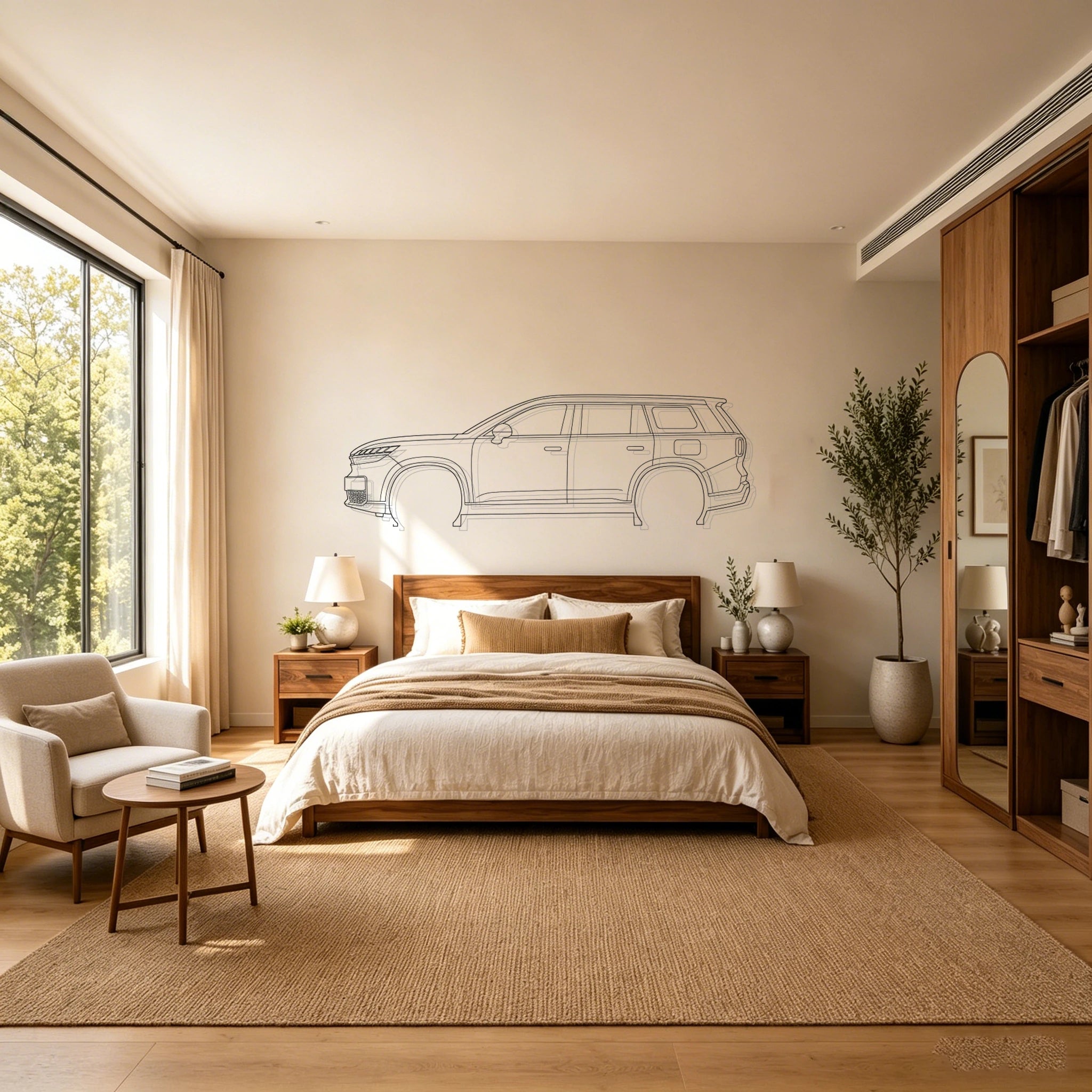 Xiaomi SUV Detailed Silhouette Metal Wall Art - Automotive Garage Decor