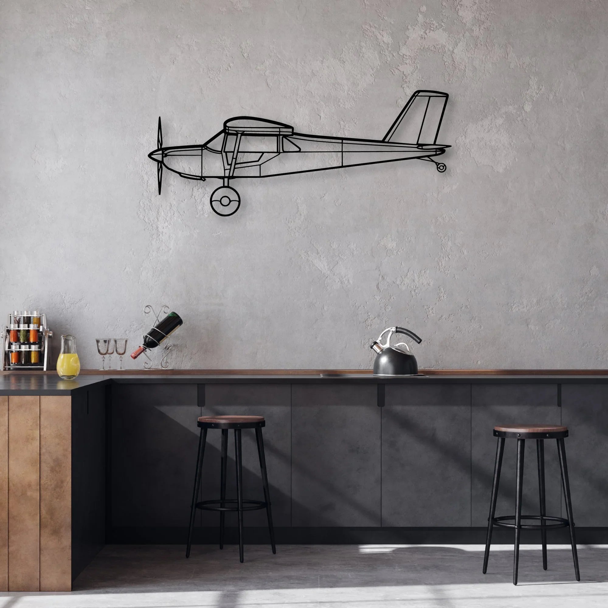 YAK-18T Classic Aircraft Silhouette Metal Wall Art - Aviation Hangar Decor