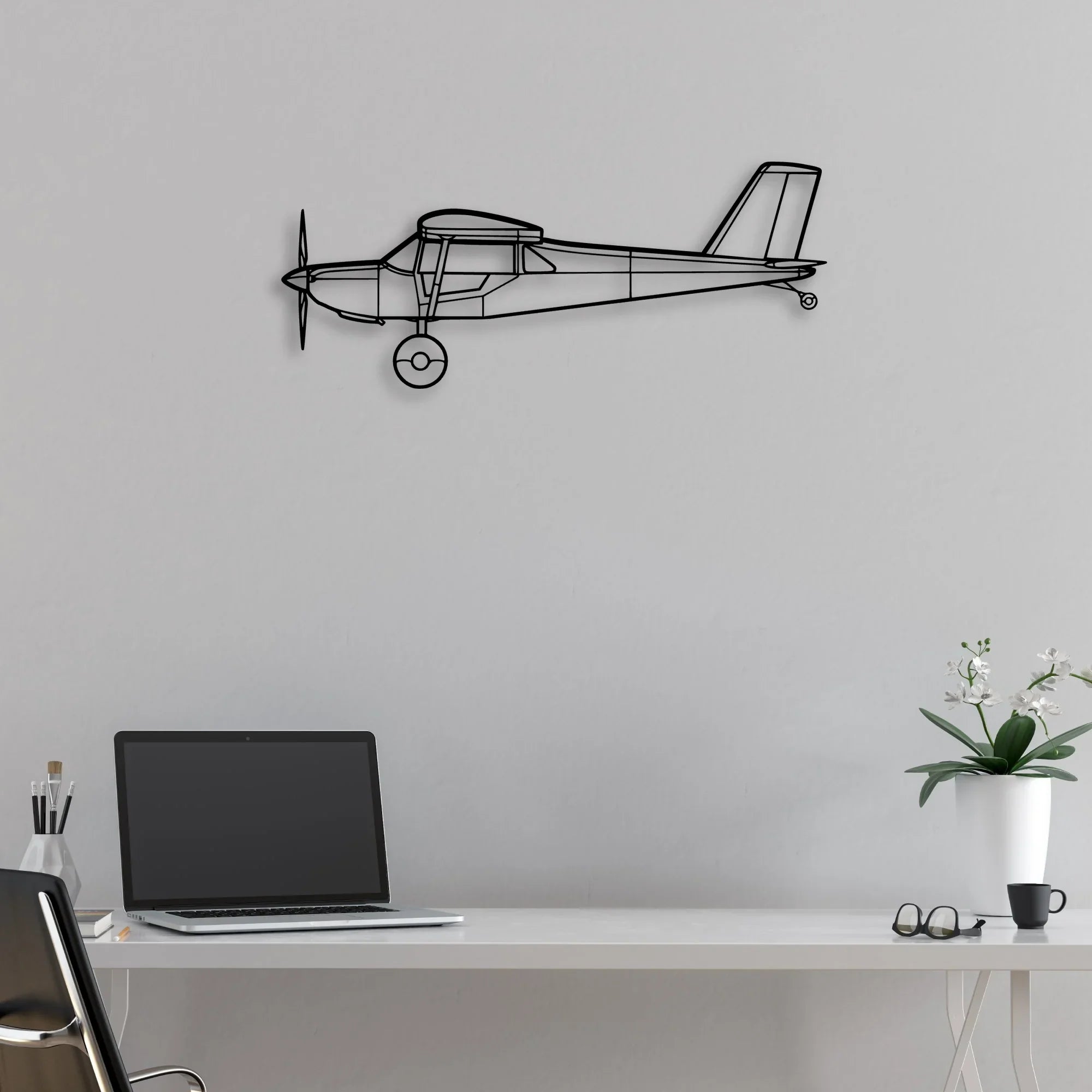 YAK-18T Classic Aircraft Silhouette Metal Wall Art - Aviation Hangar Decor